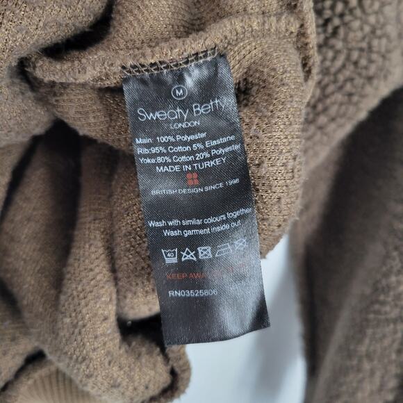 Sweaty Betty Brown Faux Sheerling Teddy Quarter Zip Jacket M - Picture 9 of 9